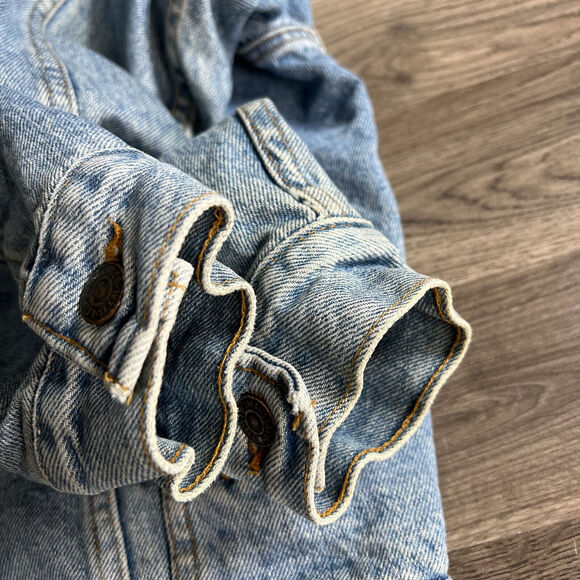 VTG Levi's Trucker Jacket Men's Small Aztec Southwest Lined Blue Denim Jean 1990 - Picture 12 of 16